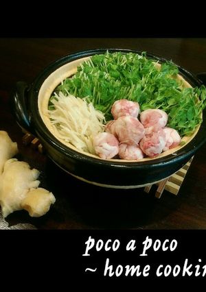 夏にぴったり♡新生姜と豆苗の簡単団子鍋-レシピのメイン写真