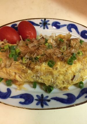ちりめん山椒と薬味で！和風オムレツ-レシピのメイン写真
