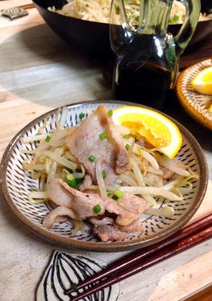 蓋して3分♪豚バラともやしの焼きしゃぶ-レシピのメイン写真