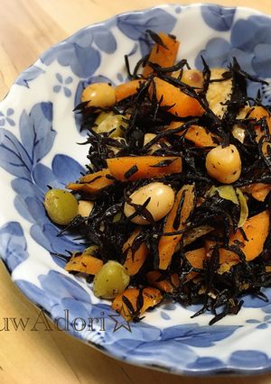 超簡単レンジでひじきの煮物(麺つゆだけ☆-レシピのメイン写真