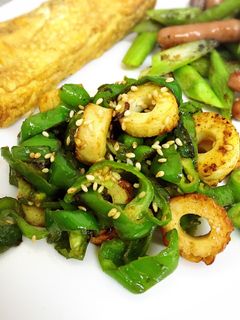 ピーマン麺つゆカレー炒め-レシピのメイン写真