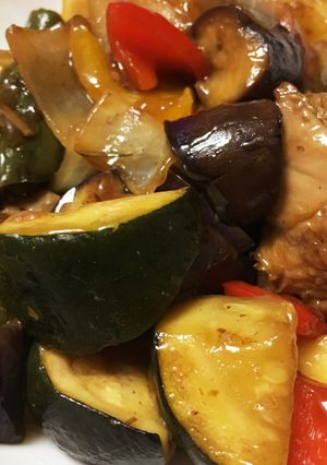 夏野菜黒酢肉-レシピのメイン写真