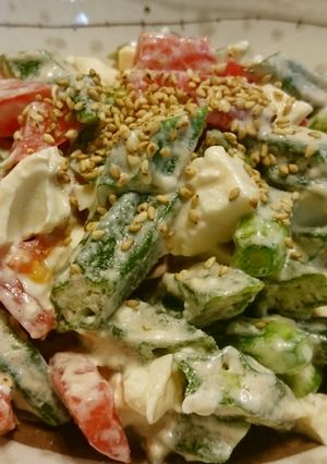 オクラとトマトと豆腐のゴママヨサラダ-レシピのメイン写真