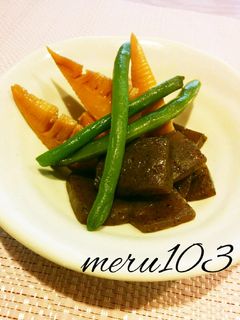 ちゃんと味が染みた♪こんにゃくと筍の煮物-レシピのメイン写真