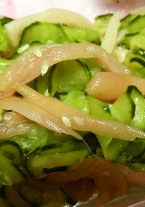 ずいきとキュウリの酢の物-レシピのメイン写真