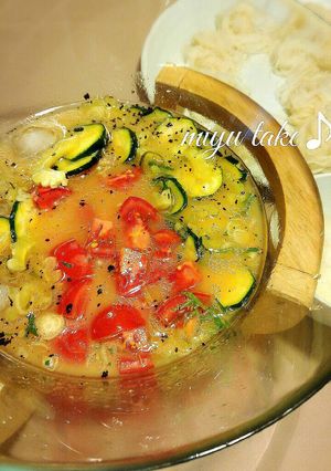 夏野菜とツナ缶で冷や汁♪ご飯も素麺も♪-レシピのメイン写真