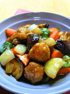 夏野菜の黒酢酢豚-レシピのメイン写真
