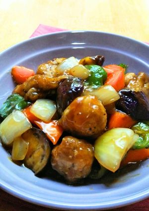 夏野菜の黒酢酢豚-レシピのメイン写真