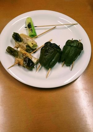 ししとう・ネギ・とり皮の串焼き-レシピのメイン写真