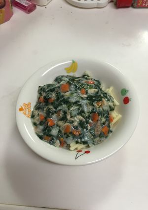 離乳食中期〜ツナとほうれん草クリームスパ-レシピのメイン写真