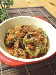 まるごとピーマンと牛肉のトマト煮-レシピのメイン写真