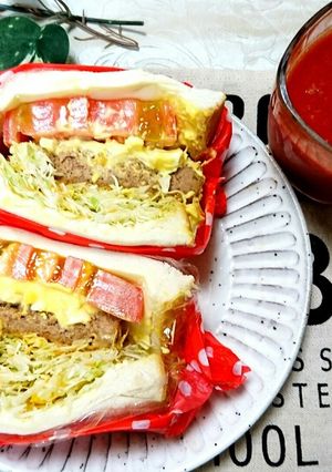 コンビニ食材でわんぱくサンド-レシピのメイン写真