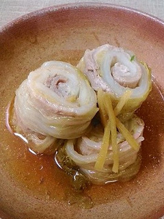 白菜と豚肉のくるくる巻き煮♪-レシピのメイン写真