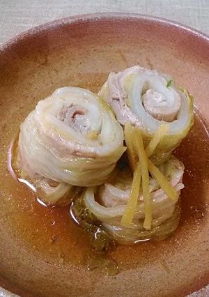 白菜と豚肉のくるくる巻き煮♪-レシピのメイン写真