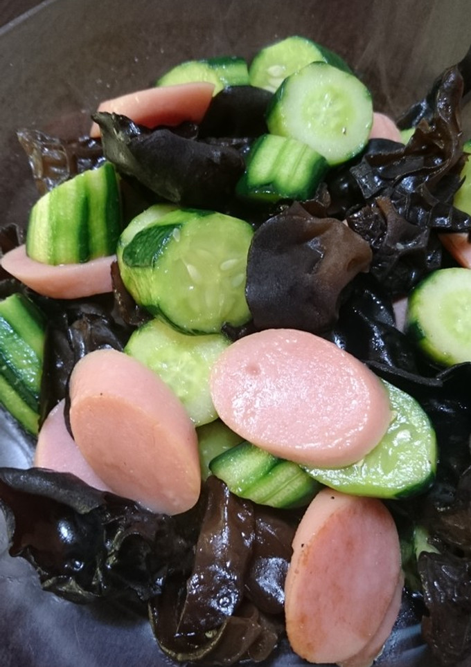 きゅうりと魚肉ソーセージとキクラゲ炒め-レシピのメイン写真