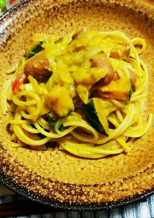 豆乳かぼちゃクリームパスタ-レシピのメイン写真