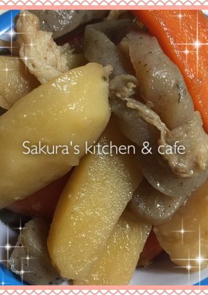 ねじり蒟蒻入りスティック肉じゃが[圧力鍋-レシピのメイン写真