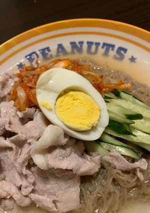 豚肉キムチきゅうりで冷麺！ふるる冷麺使用-レシピのメイン写真