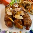 肉巻き高野豆腐のアーモンドがけ