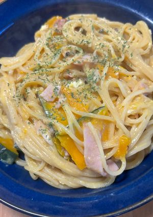 ワンパンクリーミーカボチャパスタ-レシピのメイン写真
