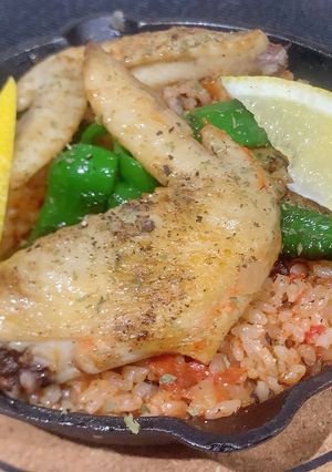 炊飯器で簡単!手羽先とトマトのパエリア風-レシピのメイン写真