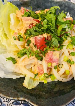 簡単甘辛なトマトとツナのサラダうどん-レシピのメイン写真