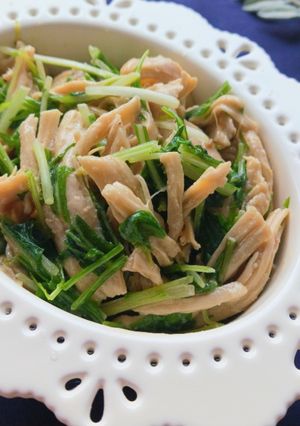 電子レンジで鶏むね肉と水菜の焼肉たれマヨ-レシピのメイン写真