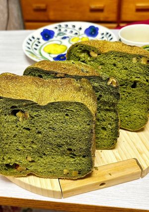 抹茶とよもぎのパンドミー♡胡桃・米粉HB-レシピのメイン写真