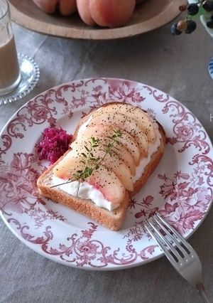 桃のアールグレイマリネのオープントースト-レシピのメイン写真