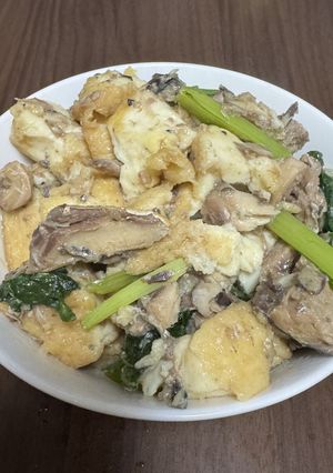鯖缶と小松菜・厚揚げの生姜味噌炒め-レシピのメイン写真