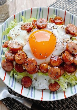 ポキポキウィンナーとたまご丼-レシピのメイン写真