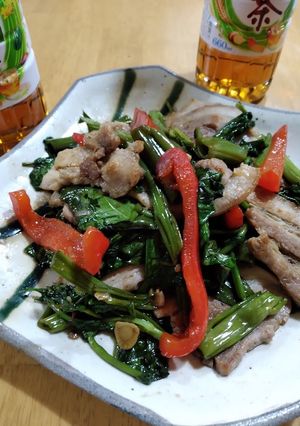 空心菜と豚肉のニンニク醤油炒め-レシピのメイン写真