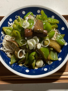 炒めたなすとピーマンの素麺-レシピのメイン写真