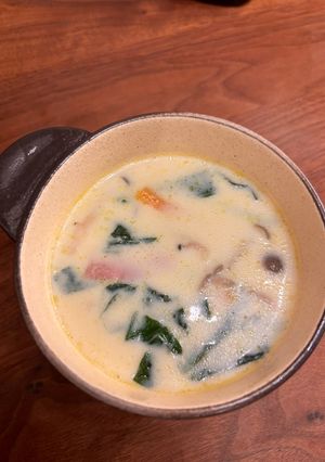 小松菜とベーコンの和風豆乳スープ-レシピのメイン写真