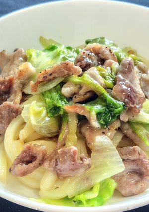 やみつき塩豚レタスのとろうま焼うどん-レシピのメイン写真