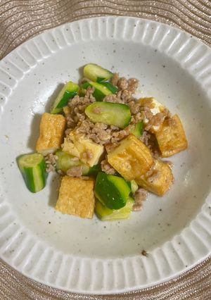 きゅうりと厚揚げの肉味噌炒め-レシピのメイン写真