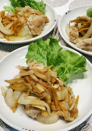 ごぼう香る新玉ねぎの豚生姜焼き-レシピのメイン写真