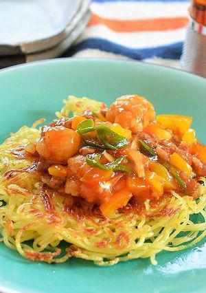 カリフラワーの麻婆風炒めを焼きそばにのせてみた♪-レシピのメイン写真