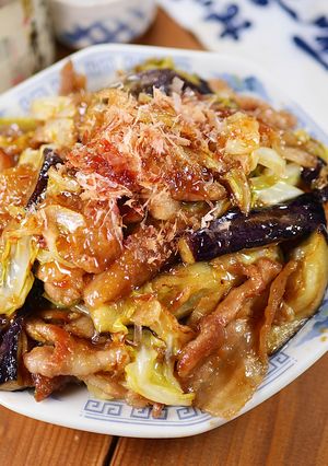 豚バラなすとキャベツのおかかポン酢炒め🍚-レシピのメイン写真
