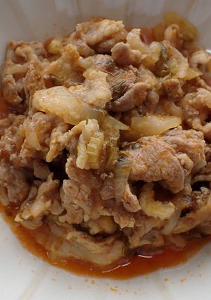 【給食】豚肉とセロリのケチャップ炒め-レシピのメイン写真