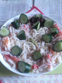 蟹のほぐし身きゅうり塩揉み冷やしうどん2-レシピのメイン写真