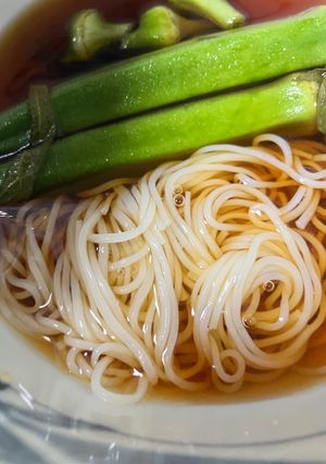 簡単　そうめんの食べ方（オクラ）-レシピのメイン写真
