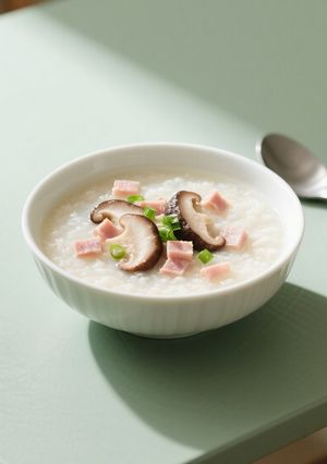 ハムとシイタケのお粥-レシピのメイン写真