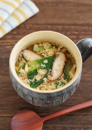 中華風♪チンゲン菜としいたけの卵スープ-レシピのメイン写真