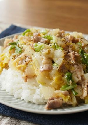 生姜がきく!白菜と豚肉のシンプル中華丼-レシピのメイン写真