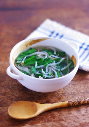 レンジで煮こまない★ニラもやし中華スープ-レシピのメイン写真