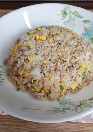 不器用ひき肉とねぎのガーリックチャーハン-レシピのメイン写真