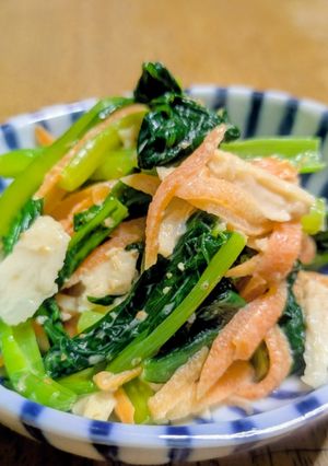 小松菜と蒸し鶏のごまポンサラダ-レシピのメイン写真