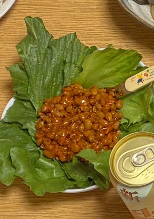 簡単おつまみ！韓国風納豆withレタス-レシピのメイン写真