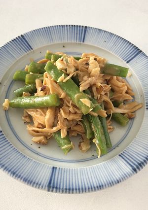 レンジで鶏のささみとインゲンのナッツ和え-レシピのメイン写真